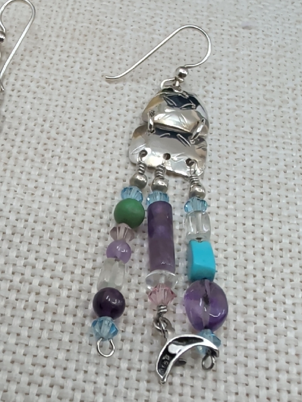 Signed Sterling Silver Dolphin Artisan Chandelier Earrings FL Keys 1990s - Picture 8 of 17